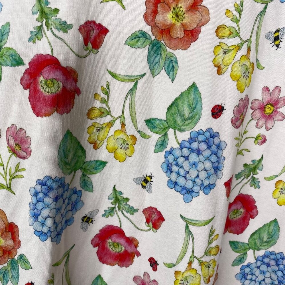 Cotn Women's Cottage Core Prairie Boho Floral Ladybug Bee Dress Multicolor Sz S - Picture 11 of 14